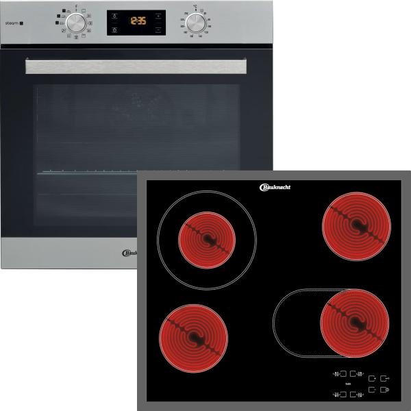 Bauknecht BAKO3 SR6 - Set aus Backofen mit Gentle Steam BAK3S KN8V IN & Elektrokochfeld CTAR 7642 IN, 60 cm